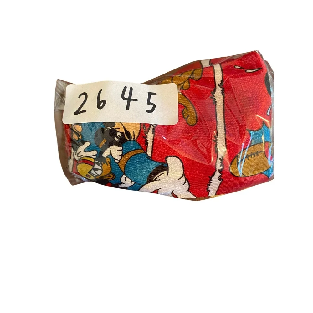 Mickey Unlimited Disney‎ Mens Red Football Mickey Mouse Donald Duck Pluto Tie